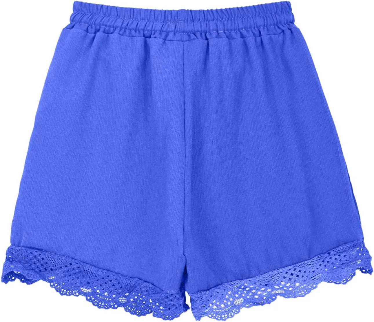 Girls Cotton Linen Shorts Cute Lace Trim Comfy Summer Elastic High Waist Yoga Dance Shorts for Kids 4-14 Years