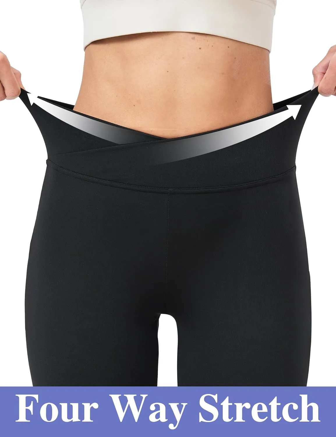 Girls Flare Leggings Black Pink Crossover High Waisted Workout Running Dance Bootleg Yoga Pants