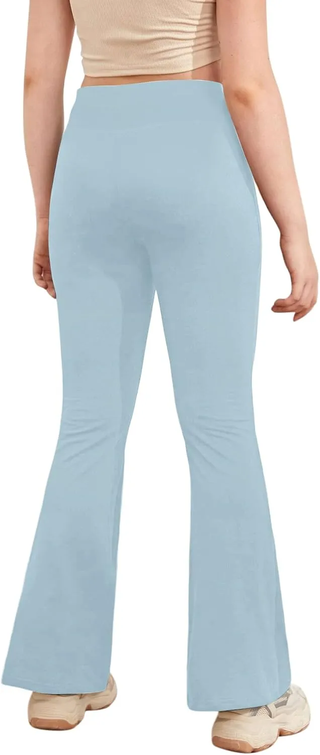 Girl's Leggings Cross High Waisted Flare Pants Yoga Bootcut Pants Solid Color Full Length Bell Bottoms