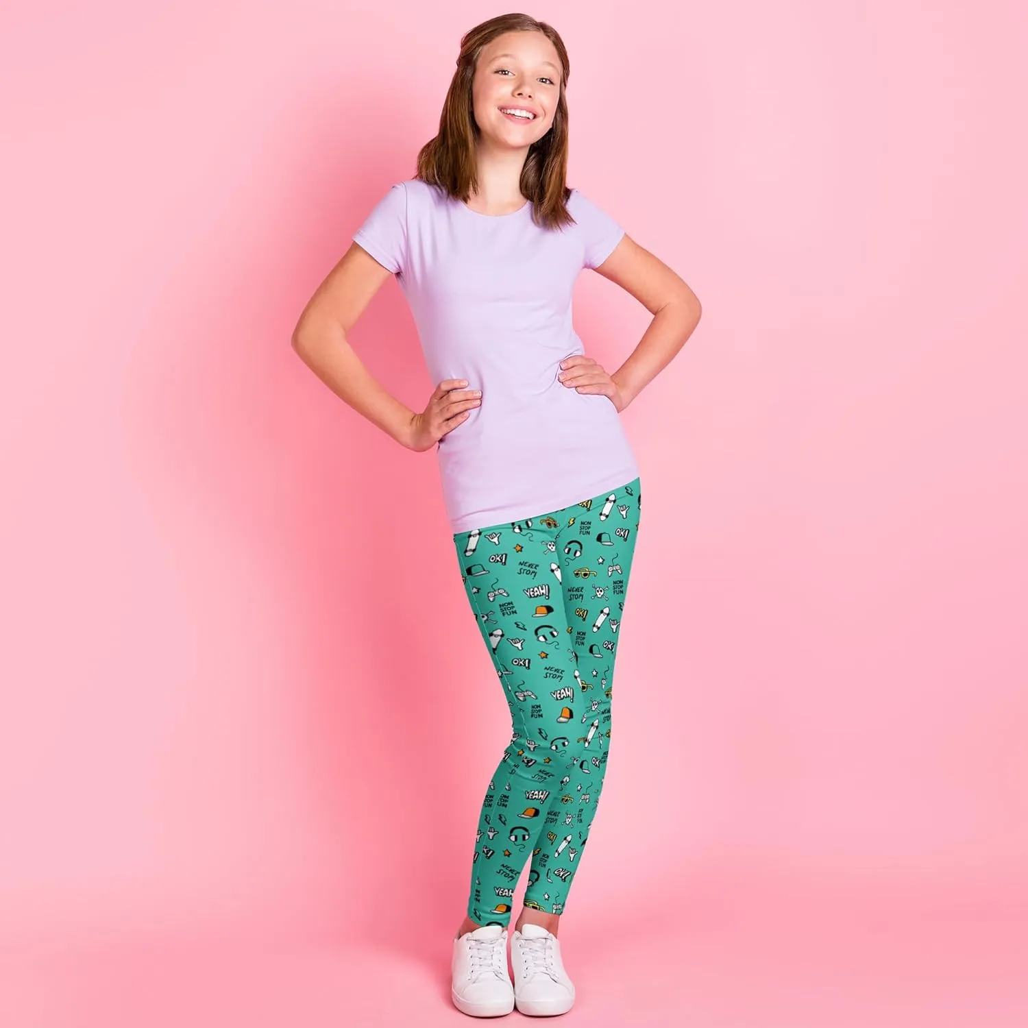 Girls' Leggings High Stretch Tights Outdoor Active Bottoms Toddlers Sports Ankle Trousers 3-10Years