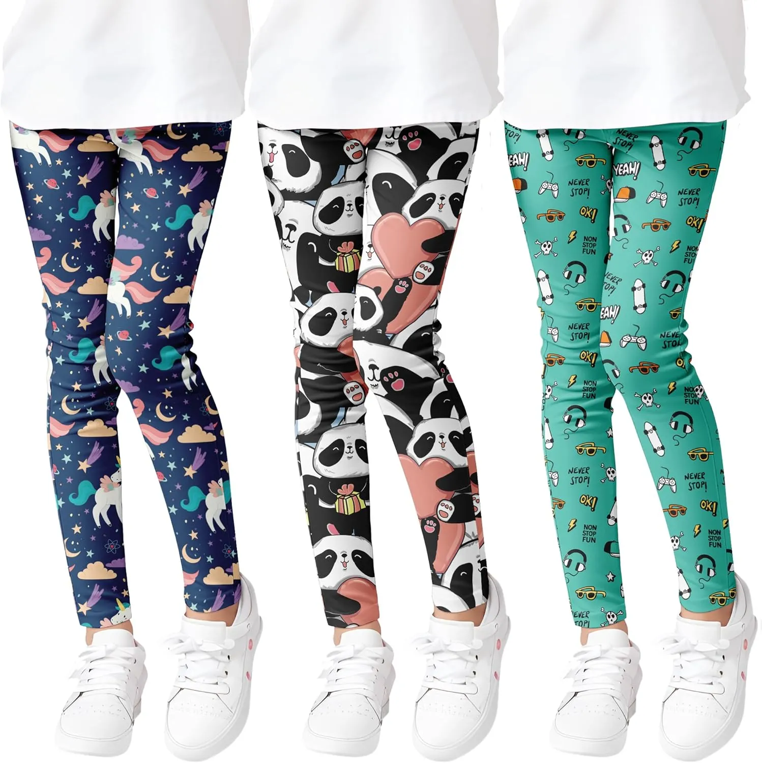 Girls' Leggings High Stretch Tights Outdoor Active Bottoms Toddlers Sports Ankle Trousers 3-10Years