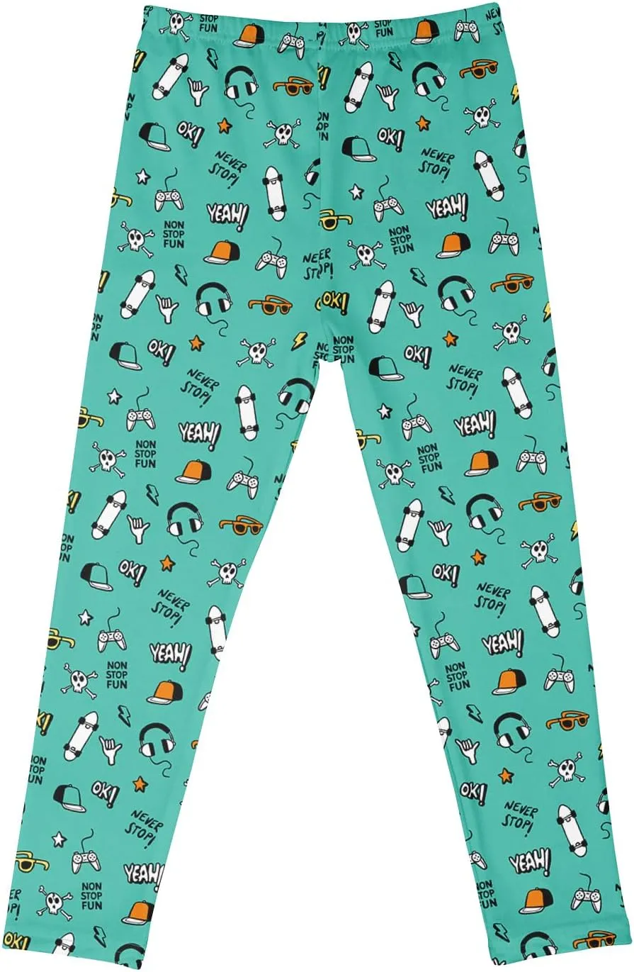 Girls' Leggings High Stretch Tights Outdoor Active Bottoms Toddlers Sports Ankle Trousers 3-10Years