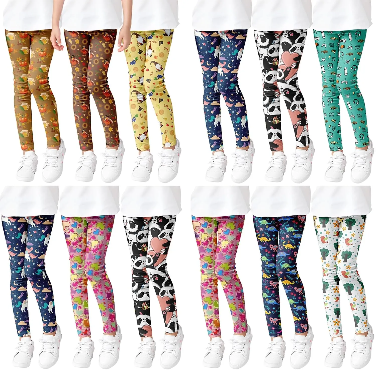 Girls' Leggings High Stretch Tights Outdoor Active Bottoms Toddlers Sports Ankle Trousers 3-10Years