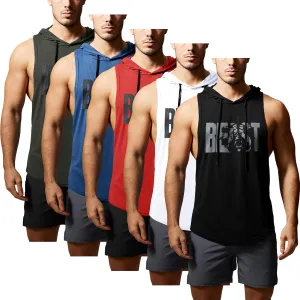GYM REVOLUTION Men's Workout Sleeveless Shirts Muscle Hooded Tank Gym Fitness Quick Dry Sleeveless Hoodies