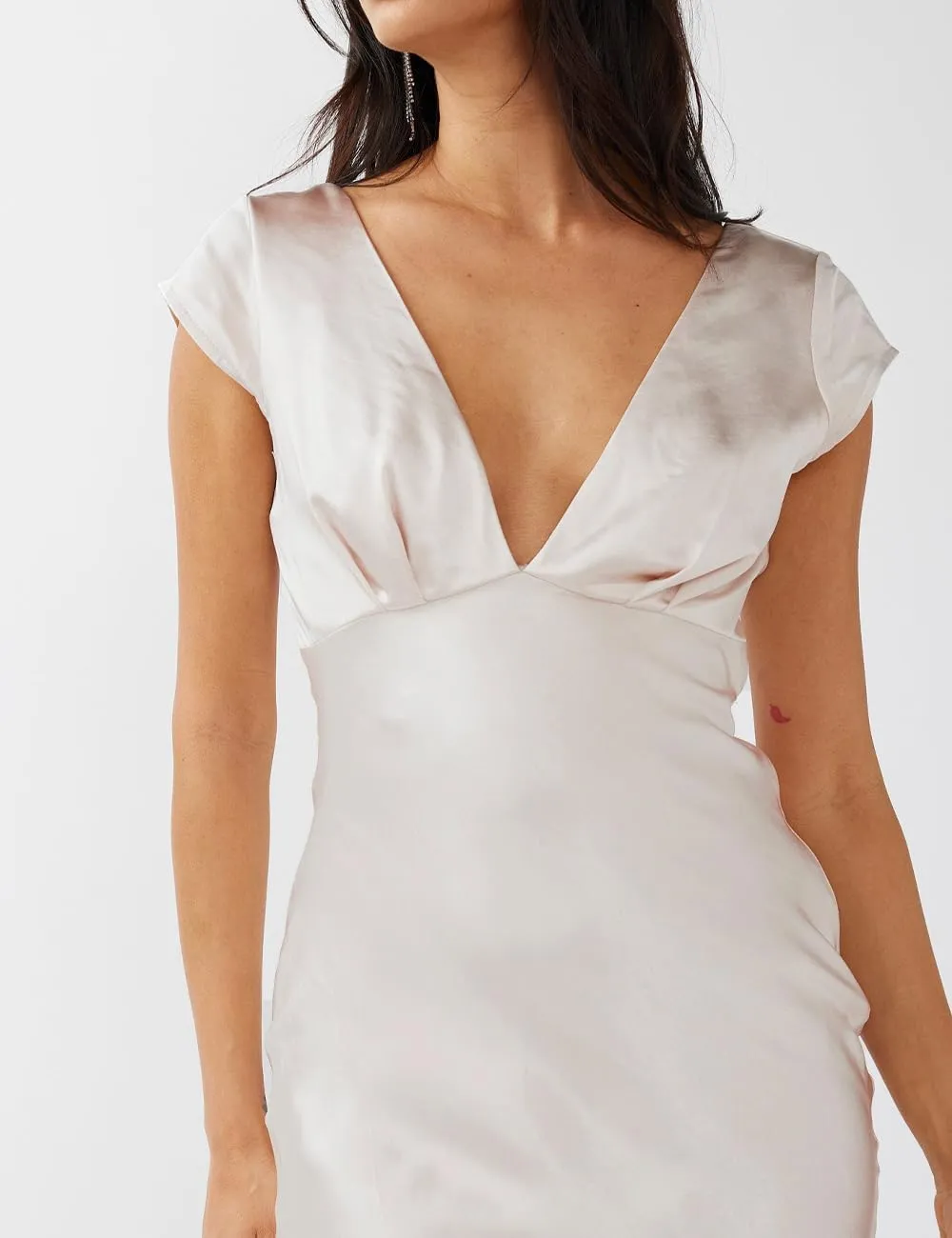 Halfisland Womens Summer Satin V Neck Cap Sleeve Backless Maxi Dress Elegant Twist Cut Out Midi Dresses Wedding Guest