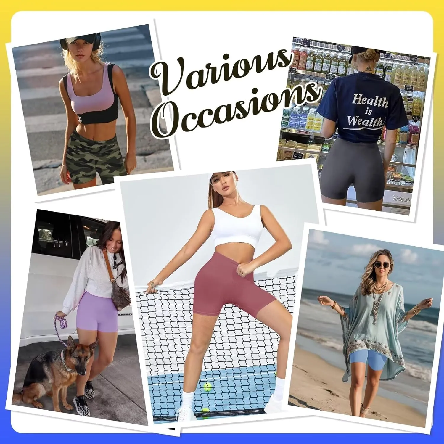 HIGHDAYS 5” Biker Shorts for Women with Pockets-High Waist Tummy Control Spandex Workout Yoga Running Gym Activewear