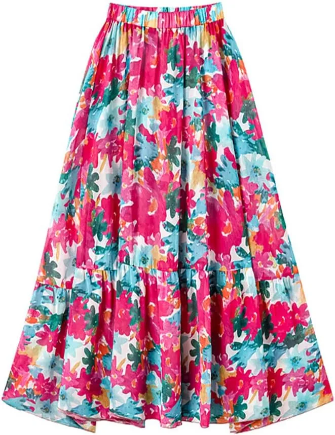 IDOPIP Women's One Piece Swimsuit with Beach Cover up Wrap Skirt Sarong Retro Floral Print Bikini Set Two Piece Bathing Suit