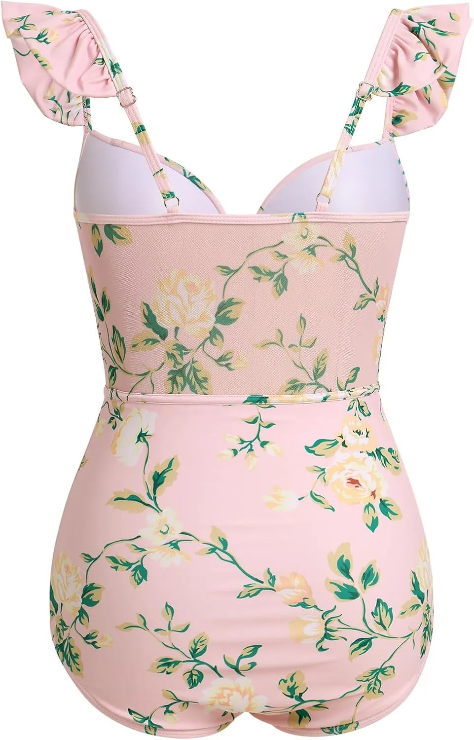 IDOPIP Women's One Piece Swimsuit with Beach Cover up Wrap Skirt Sarong Retro Floral Print Bikini Set Two Piece Bathing Suit