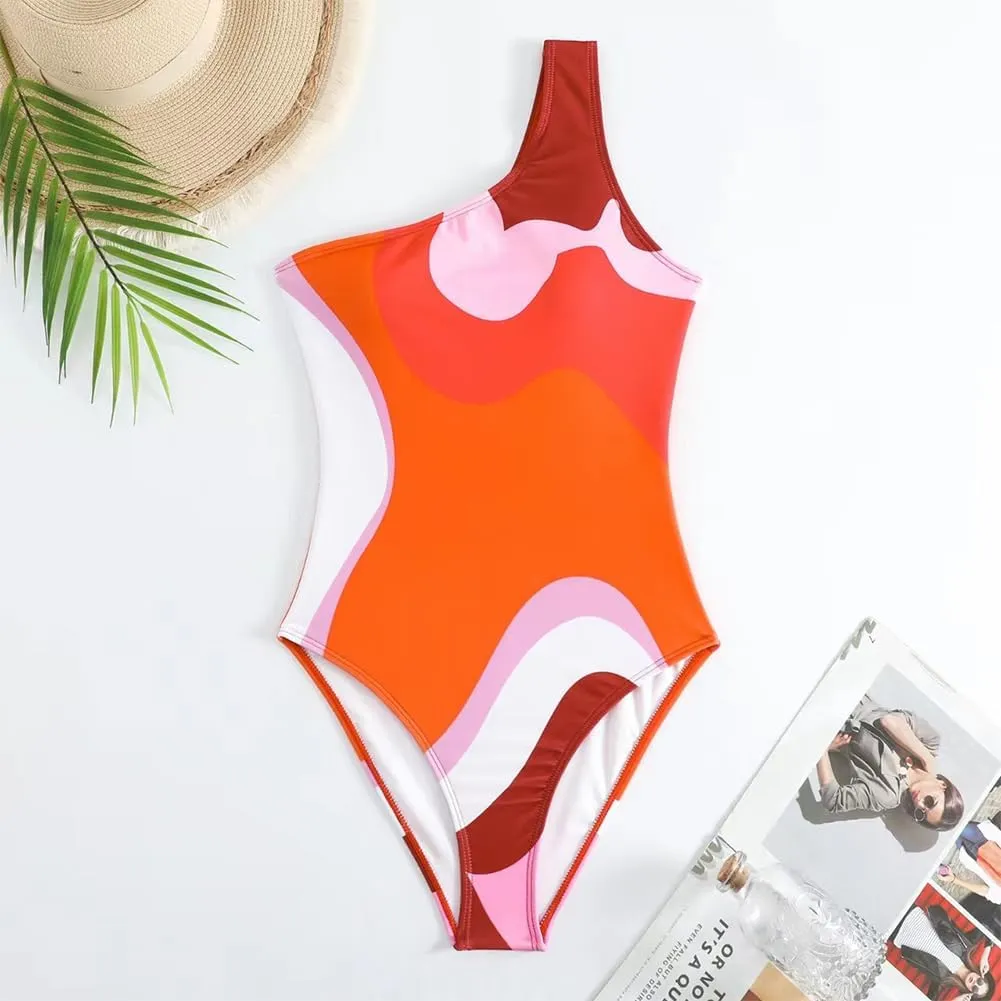 IDOPIP Women's One Piece Swimsuit with Beach Cover up Wrap Skirt Sarong Retro Floral Print Bikini Set Two Piece Bathing Suit