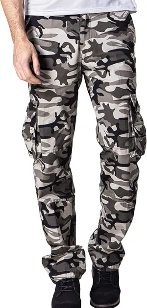 JEsilunmaMY Men's Camouflage Cargo Pants Multi-Pocket Casual Baggy Military Army Trousers Outdoor Hiking Camo Cotton Pants