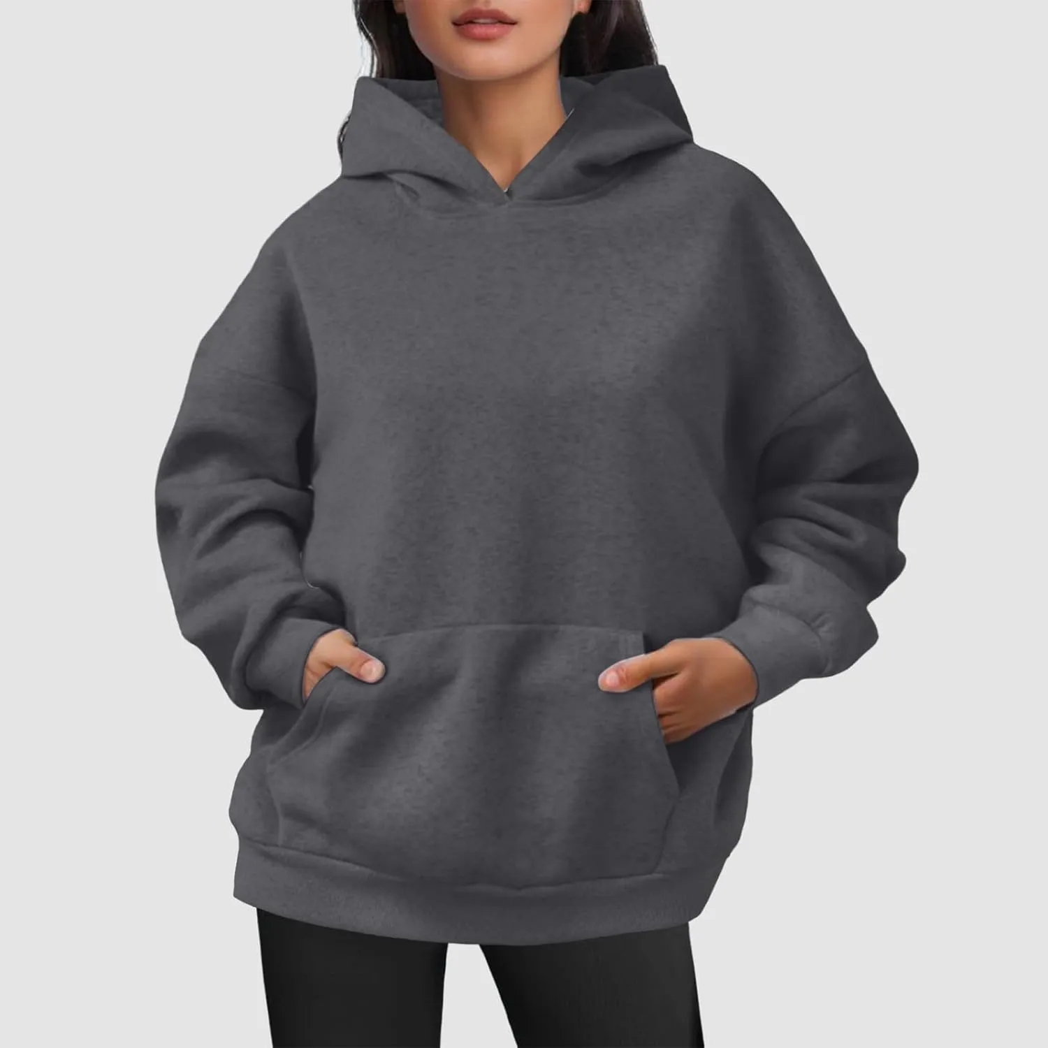 JiXiang Pink Hoodie Womens Oversized Hoodies Fleece Sweatshirts Long Sleeve Sweaters Pullover Fall Clothes with Pocket