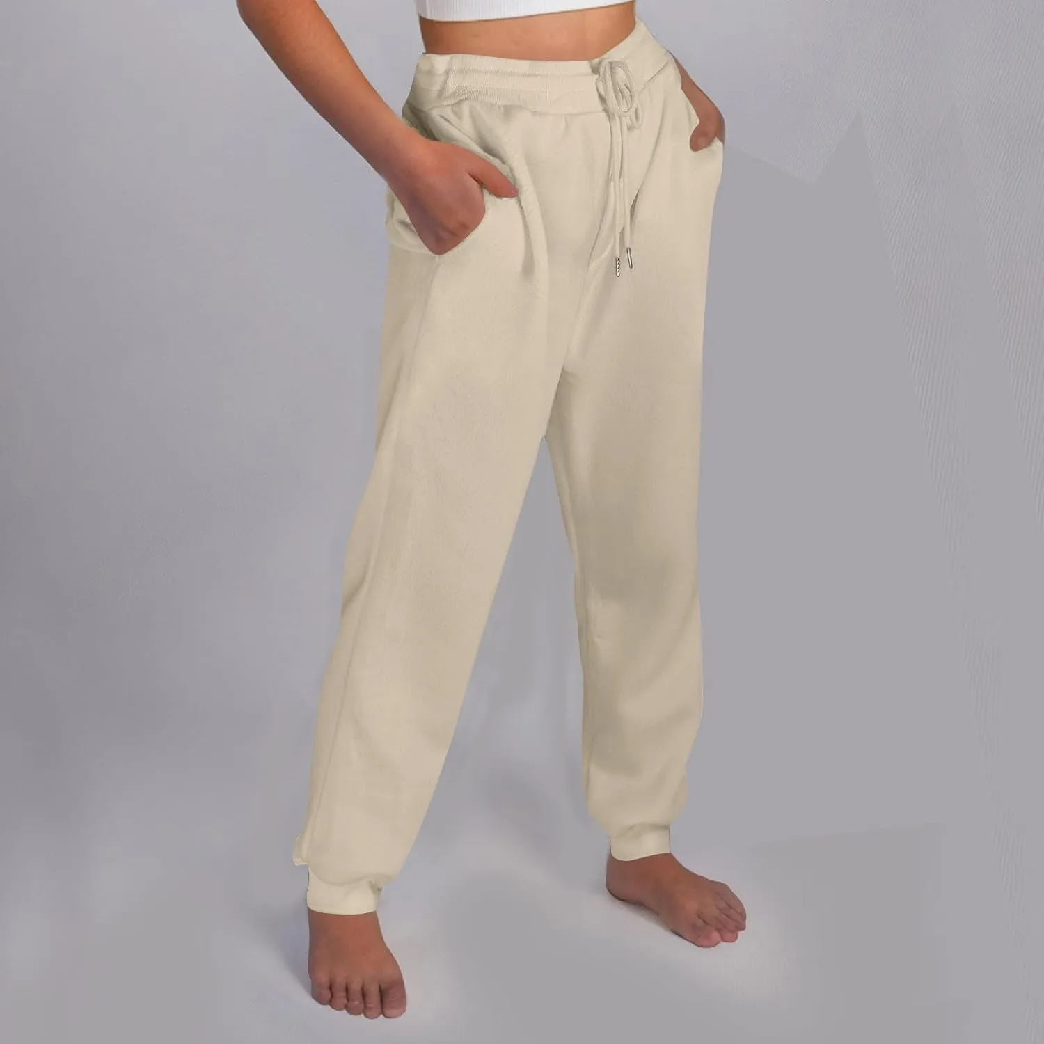 Jogger Sweatpants Women Baggy Comfy Elastic High Waisted Fleece Sweatpants Outdoor Workout Joggers w/Pockets