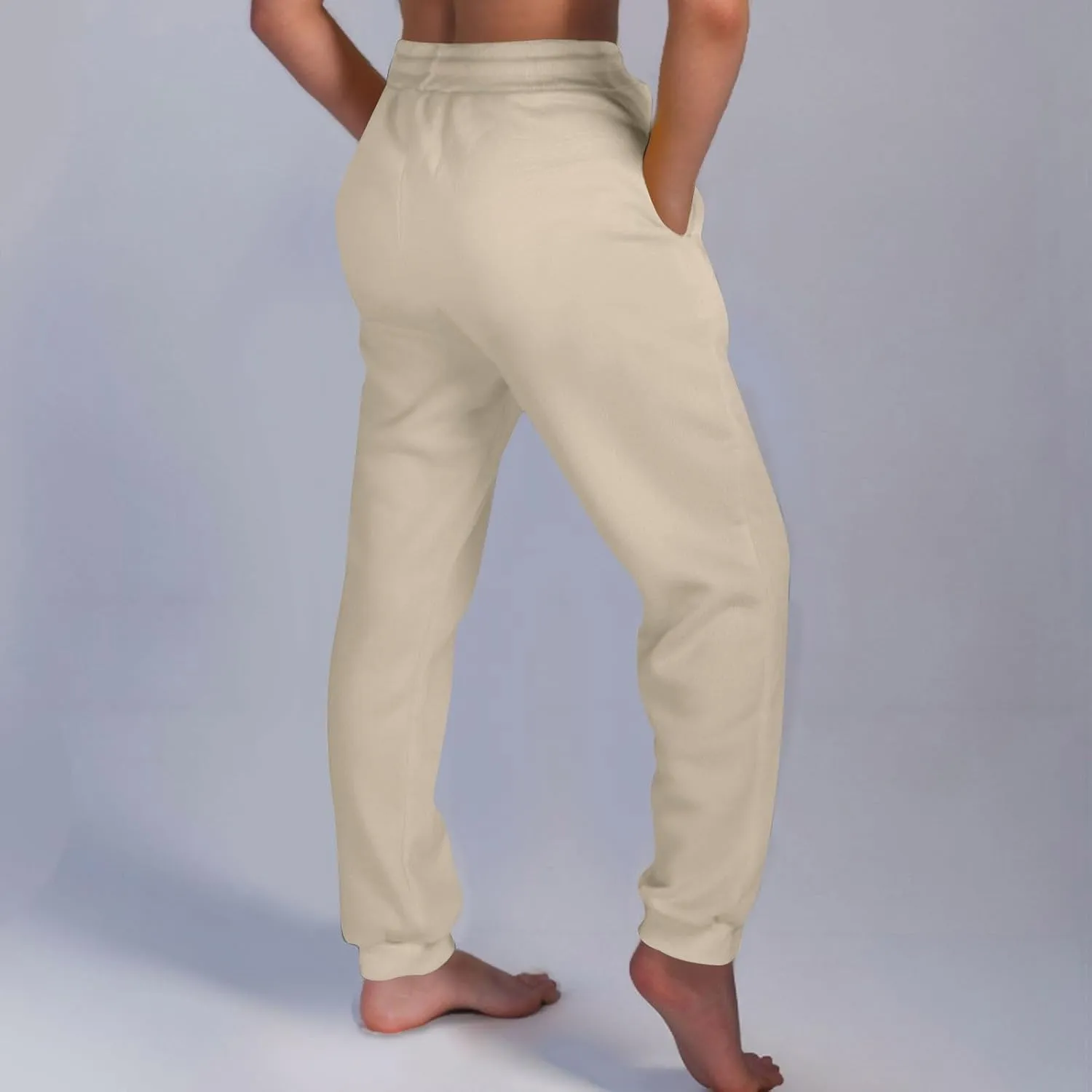 Jogger Sweatpants Women Baggy Comfy Elastic High Waisted Fleece Sweatpants Outdoor Workout Joggers w/Pockets