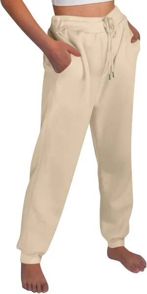 Jogger Sweatpants Women Baggy Comfy Elastic High Waisted Fleece Sweatpants Outdoor Workout Joggers w/Pockets