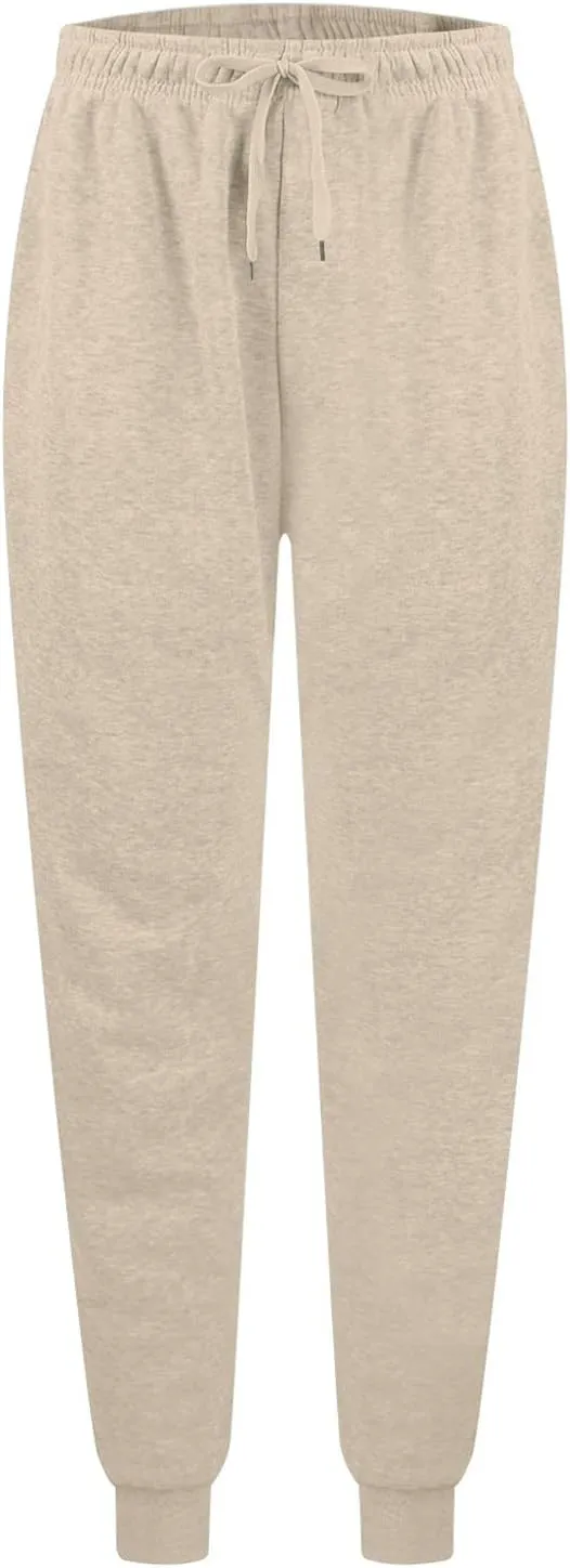 Jogger Sweatpants Women Baggy Comfy Elastic High Waisted Fleece Sweatpants Outdoor Workout Joggers w/Pockets