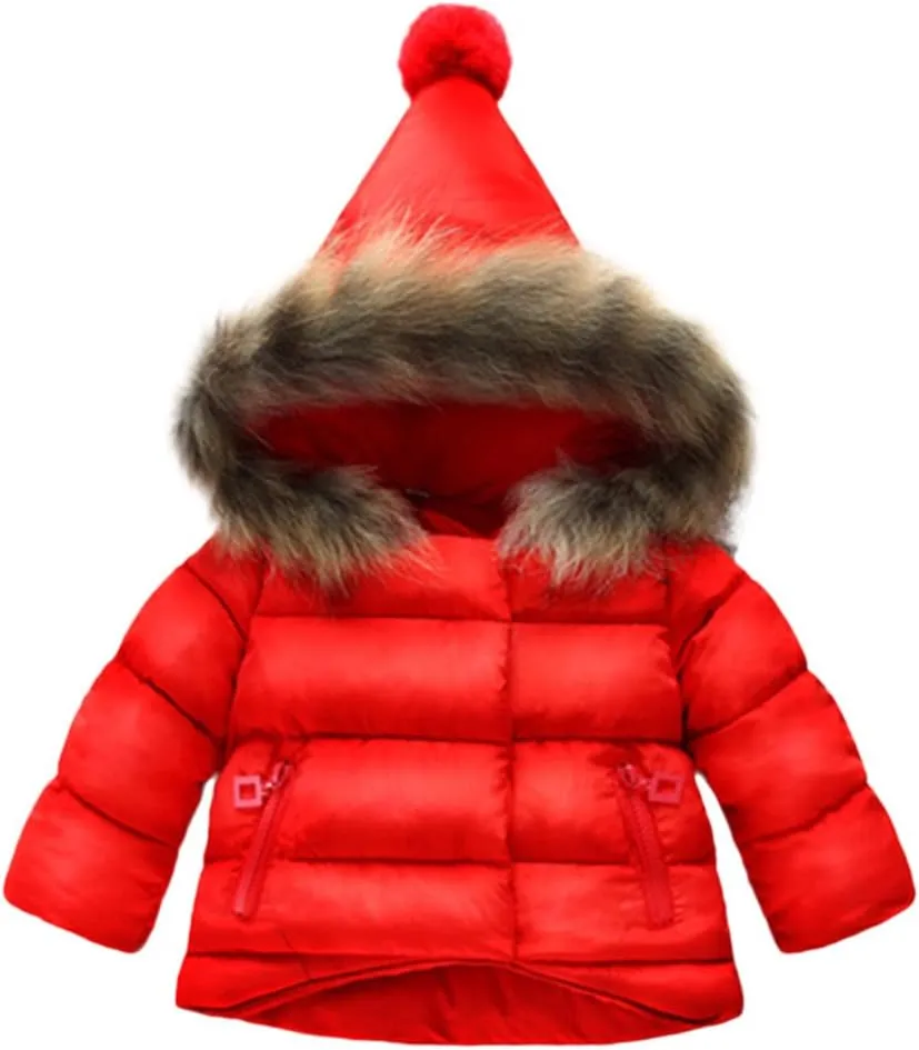 Kids Coat Winter Thick Fleece Coats Hooded Warm Puffer Jackets Baby Down Outerwear Windproof Puffer Snowsuit Outerwear