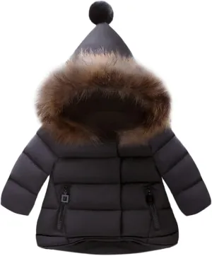Kids Coat Winter Thick Fleece Coats Hooded Warm Puffer Jackets Baby Down Outerwear Windproof Puffer Snowsuit Outerwear