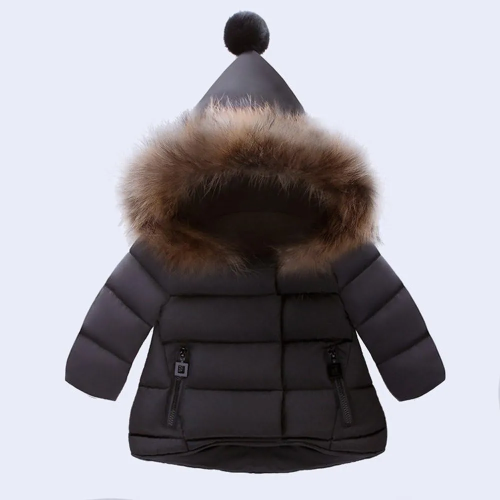 Kids Coat Winter Thick Fleece Coats Hooded Warm Puffer Jackets Baby Down Outerwear Windproof Puffer Snowsuit Outerwear