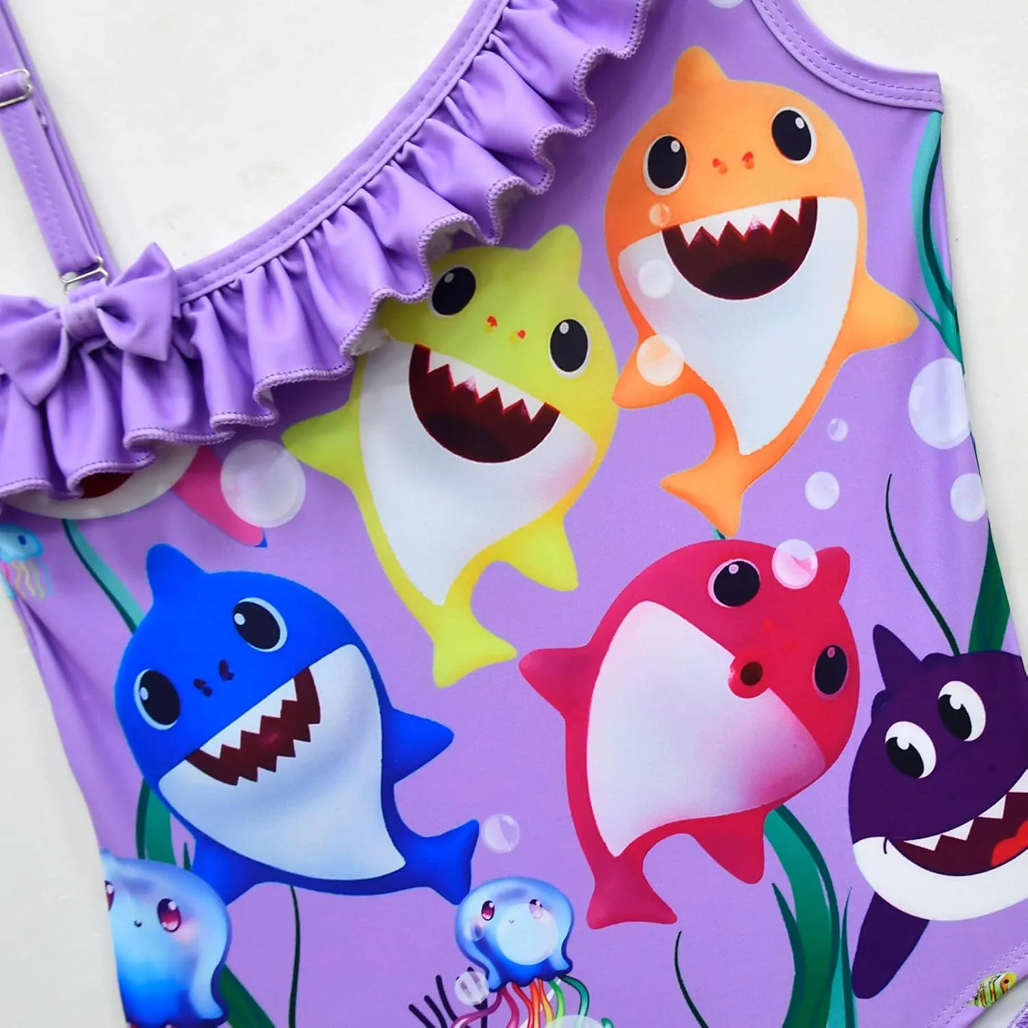 Kids Girls Swimwear,1/2 Piece Swimwear Set 2-9Years Off Shoulder Bikini Set 3D Printing Cute Sharks Bathing Suits for Girls