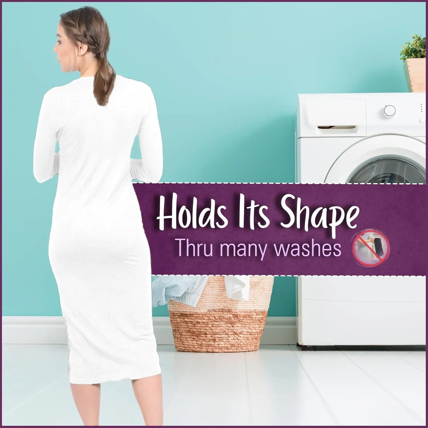 Kosher Casual Women's Modest Knee Length 3/4 Sleeve Layering Midi Dress