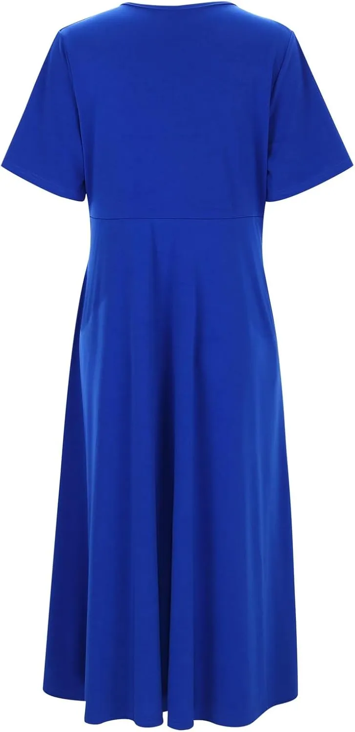 Layered Summer Cute Heart Dress for Women Long/Short Sleeve Crewneck Ruffle Tiered Flowy Dresses with Pockets