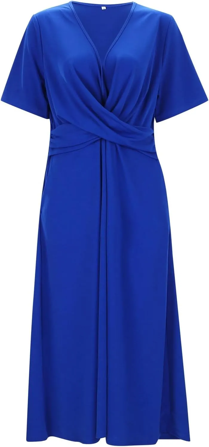 Layered Summer Cute Heart Dress for Women Long/Short Sleeve Crewneck Ruffle Tiered Flowy Dresses with Pockets