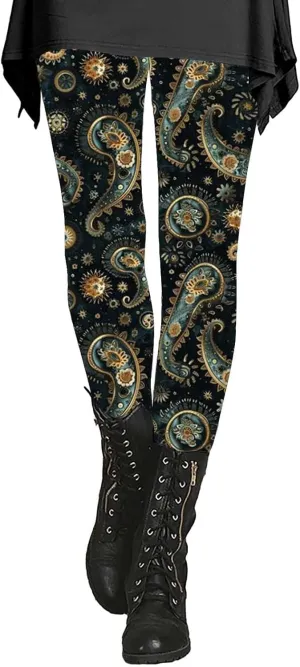 Leggings for Women with Pockets Tummy Control Patterned Work Pants for Women Workout Bottoms for Women