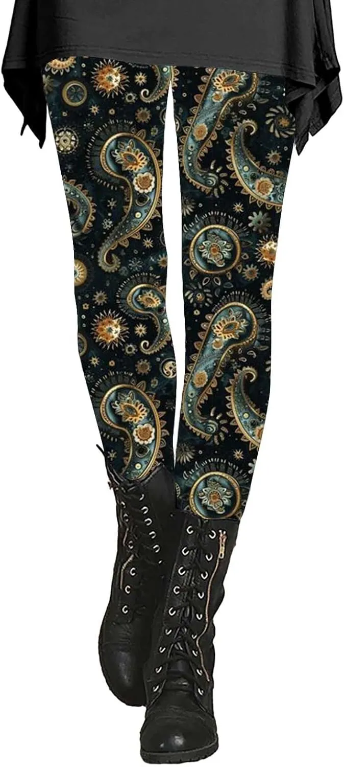 Leggings for Women with Pockets Tummy Control Patterned Work Pants for Women Workout Bottoms for Women