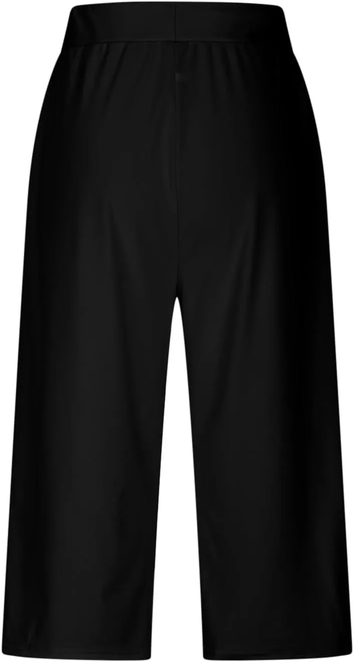 LEMONONSTORE Tummy Control Capris for Women Relaxed Casual Shorts Yoga Running SweatShorts Summer Elastic Waist Capri Pants