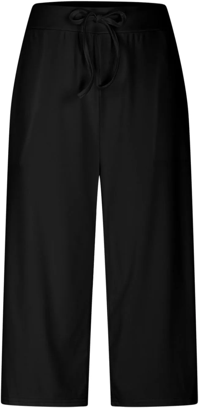 LEMONONSTORE Tummy Control Capris for Women Relaxed Casual Shorts Yoga Running SweatShorts Summer Elastic Waist Capri Pants