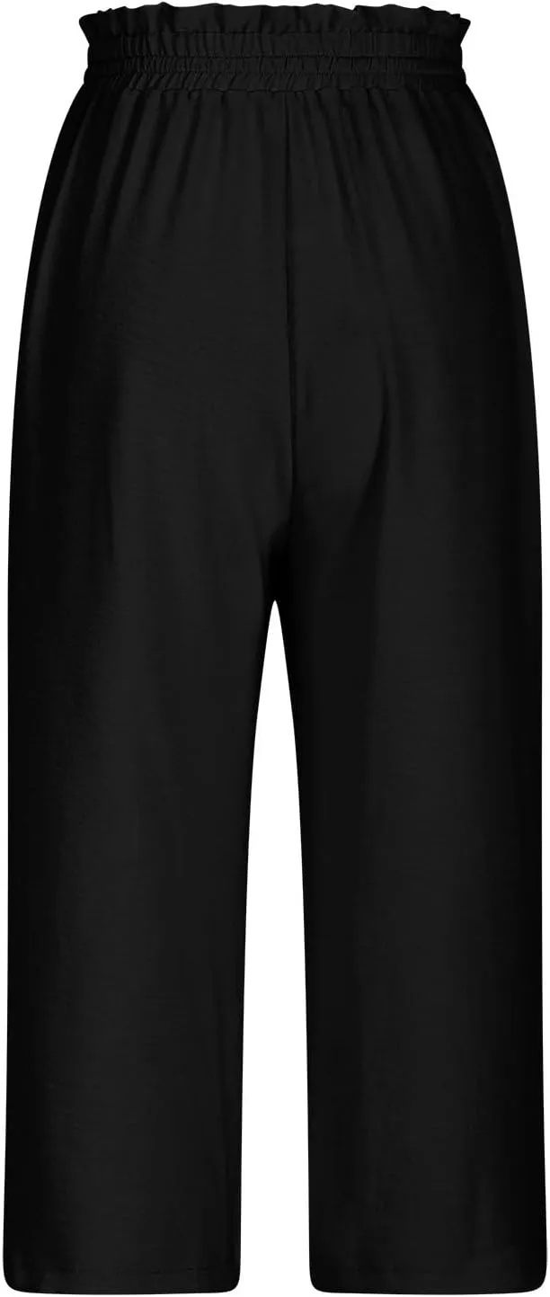 LEMONONSTORE Women's Ankle-Length Casual Shorts High Waist Linen Blend Dressy Capris Flowy Summer Lounge Pants with Pockets