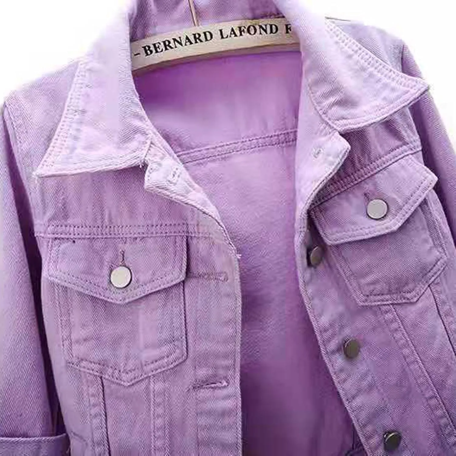 Lightweight Denim Jacket for Women 3/4 Sleeve Short Jean Jacket Lapel Button Down Cropped Trucker Jean Jackets Coats