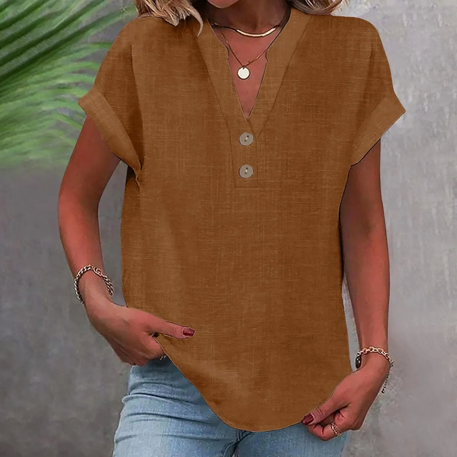 Linen Shirts for Women 2025 Vacation Beach Lightweight Gauze Tops Dressy Casual Loose Fit Comfy Blouse Y2k Tunic