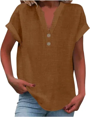 Linen Shirts for Women 2025 Vacation Beach Lightweight Gauze Tops Dressy Casual Loose Fit Comfy Blouse Y2k Tunic