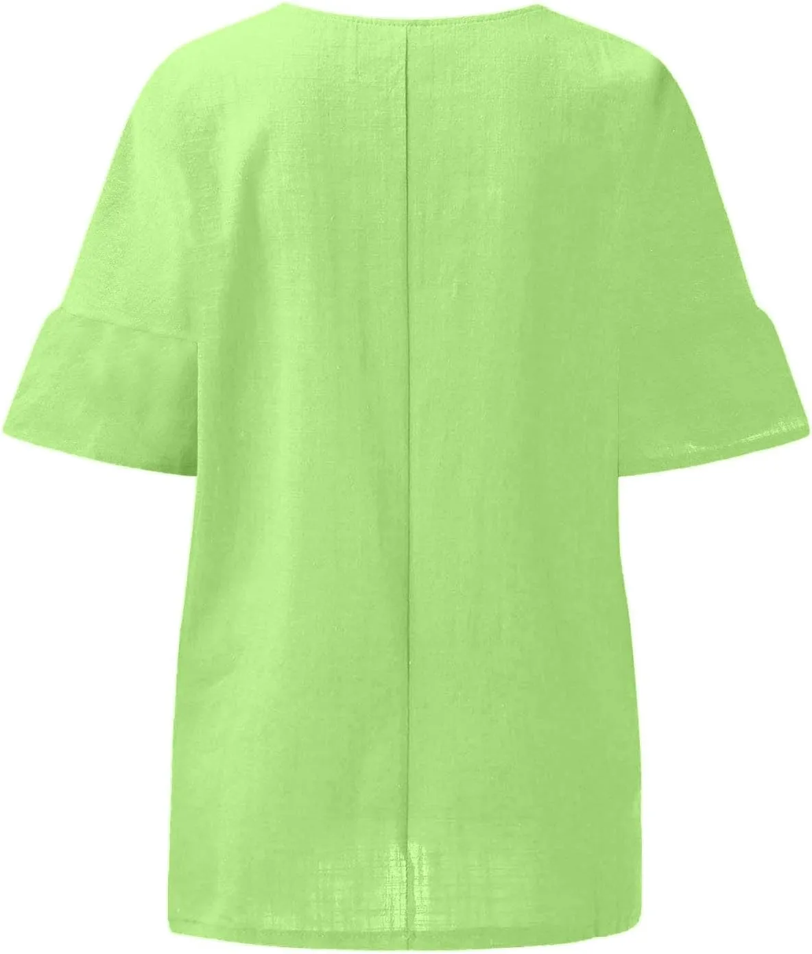 Linen Shirts for Women Summer Cotton Linen Plain Short Sleeve T Shirt Casual Plus Size Trendy V Neck Tee Tops