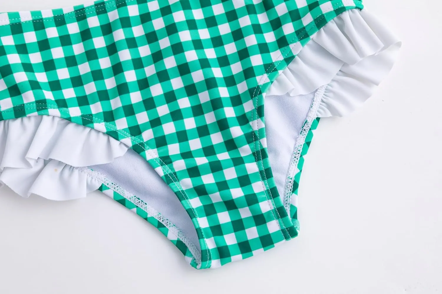 LIZENS Girls Plaid Swimwear Two Piece Trim Swimsuit 2-12 Toddler Beach Bathing Suit for Kids