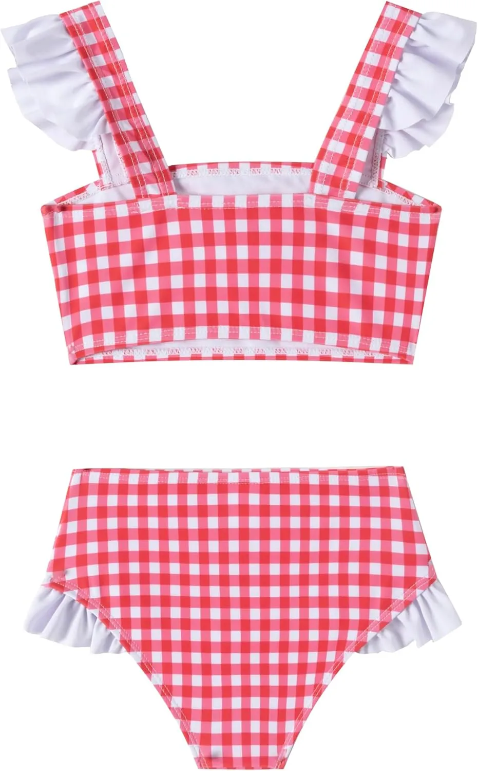 LIZENS Girls Plaid Swimwear Two Piece Trim Swimsuit 2-12 Toddler Beach Bathing Suit for Kids
