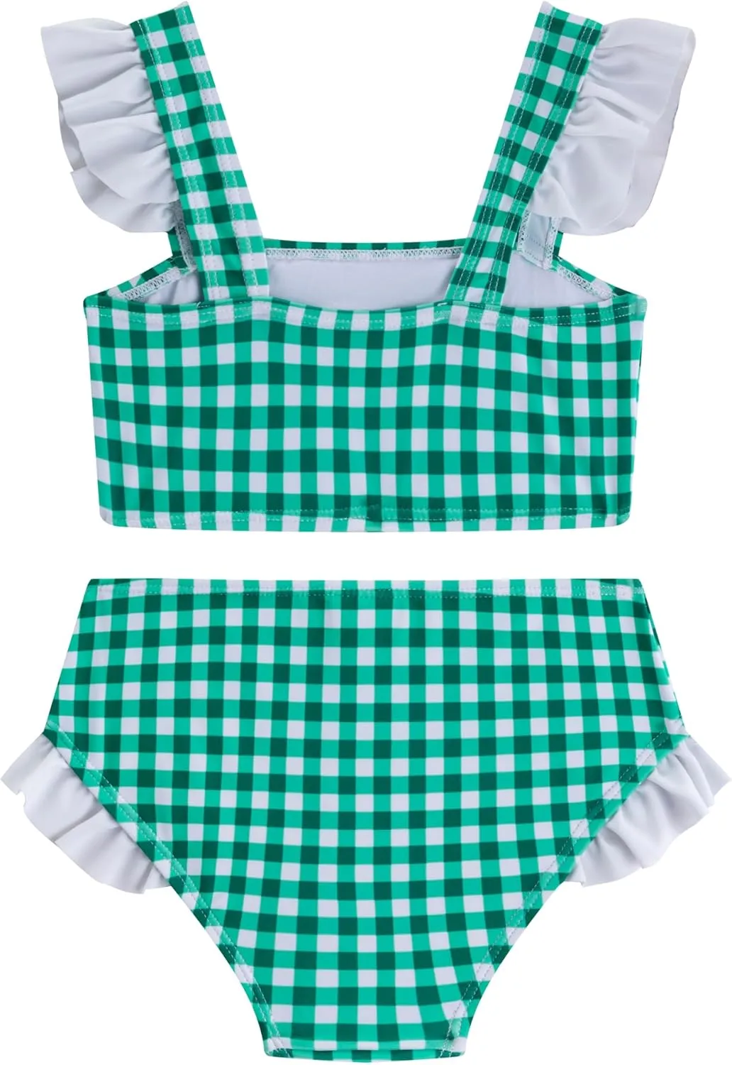 LIZENS Girls Plaid Swimwear Two Piece Trim Swimsuit 2-12 Toddler Beach Bathing Suit for Kids