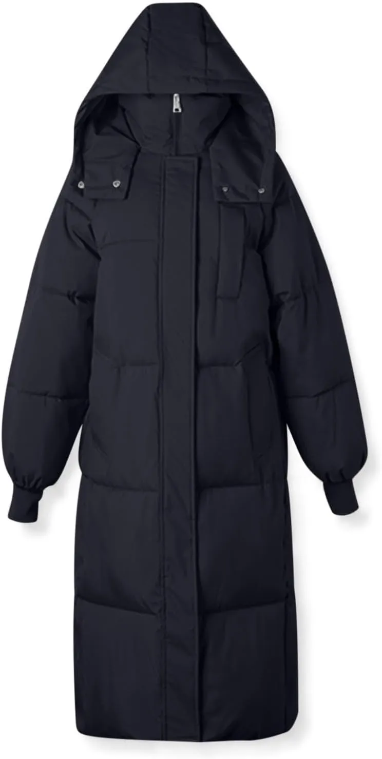 Long Winter Coats for Women 2024 Trendy Hooded Padded Trench Coat Puffer Down Jackets Overcoat with Pockets