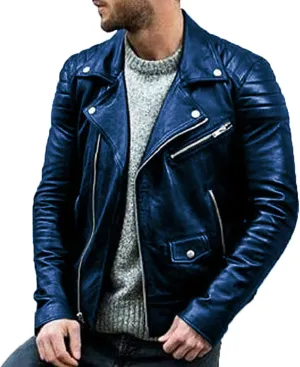 Maiyifu-GJ Men's Vintage Leather Jacket Motorcycle Faux Leather Jackets Lapel Asymmetric Zip-Up Slim Fit Biker Coat