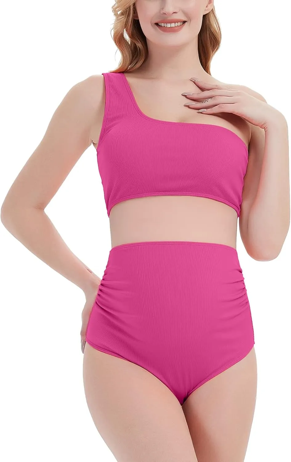 Maternity Swimsuit Two Piece Ruffled Top High Waisted Bottoms Vintage Swimwear Bikini Set Bathing Suits