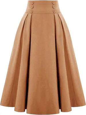 Maxi Skirt Womens Summer Fall High Elastic Waist Pleated Dresses Casual Flared Midi A Line Lady Skirt for Women Trendy