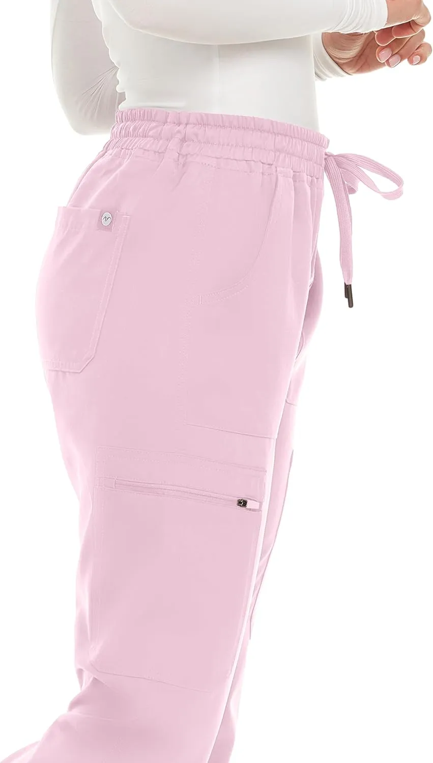 MediChic Women's Seven Pocket Cargo Scrub Pants Joggers with 4-Way Stretch Scrubs, Easy Care for Women