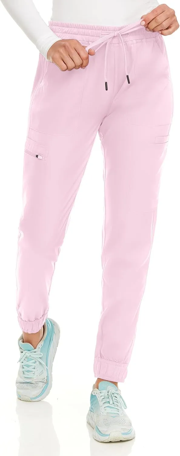 MediChic Women's Seven Pocket Cargo Scrub Pants Joggers with 4-Way Stretch Scrubs, Easy Care for Women