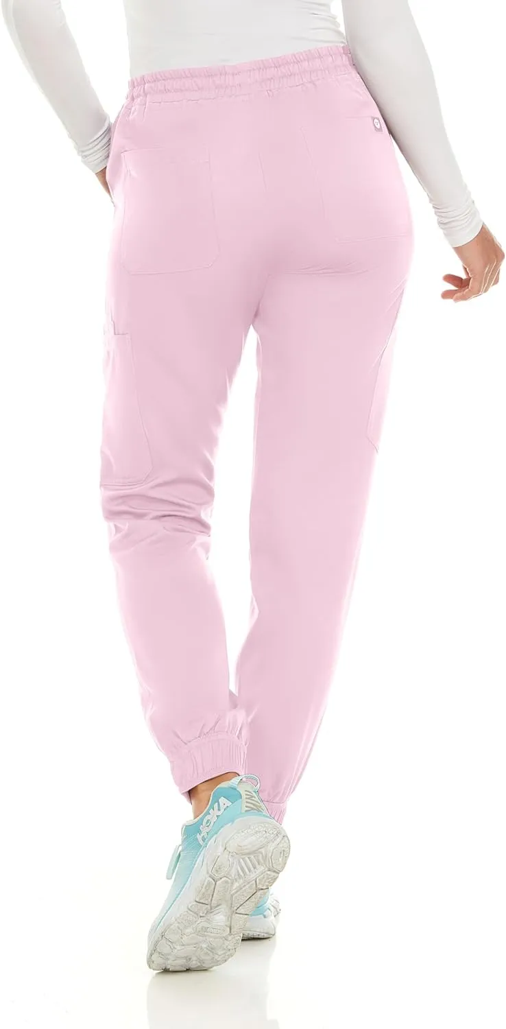MediChic Women's Seven Pocket Cargo Scrub Pants Joggers with 4-Way Stretch Scrubs, Easy Care for Women