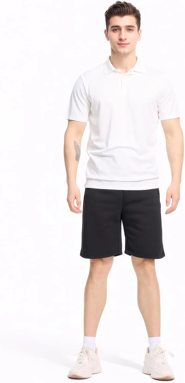 Mens Athletic Shorts 3 Pack Woven Dry Fit Gym Shorts with Zipper Pockets Drawstring for Activewear