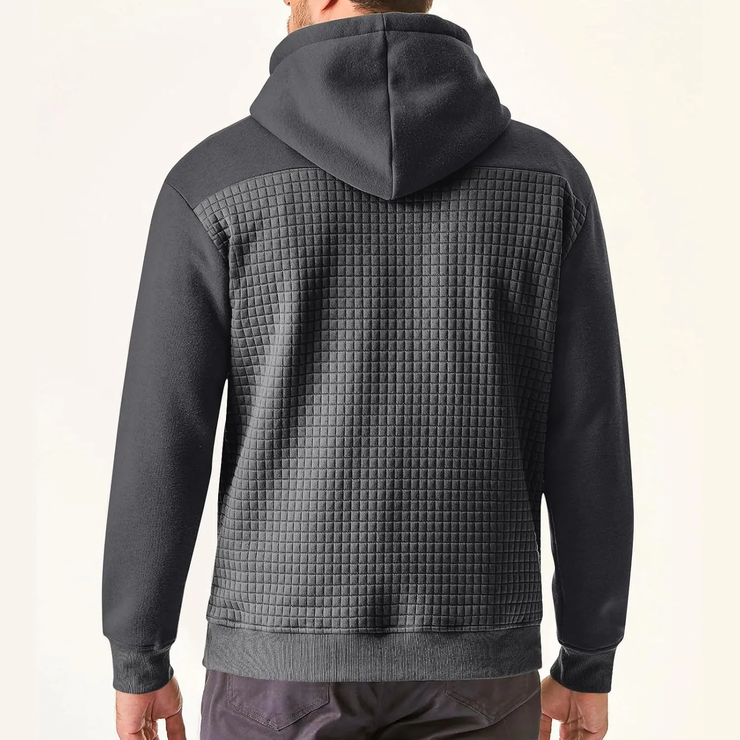 Men's Autumn and Winter Warm Pullover Splicing Zipper Jacket Zip Up Hoodie Heavyweight Hoode Sweatershirt Coats