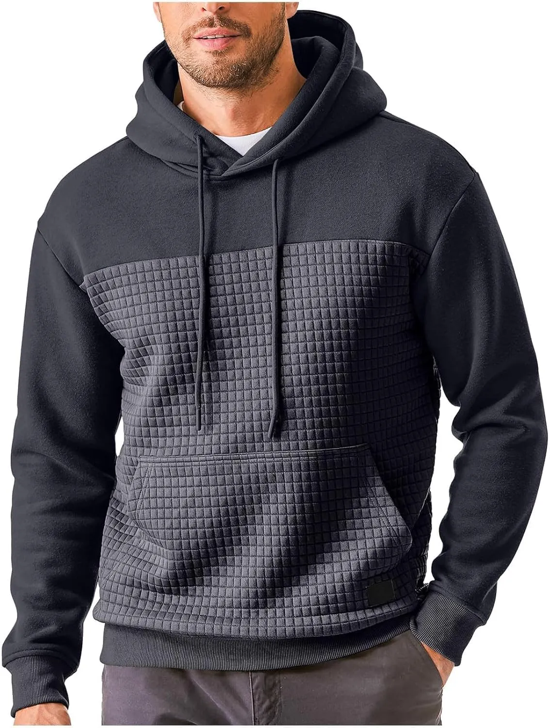 Men's Autumn and Winter Warm Pullover Splicing Zipper Jacket Zip Up Hoodie Heavyweight Hoode Sweatershirt Coats