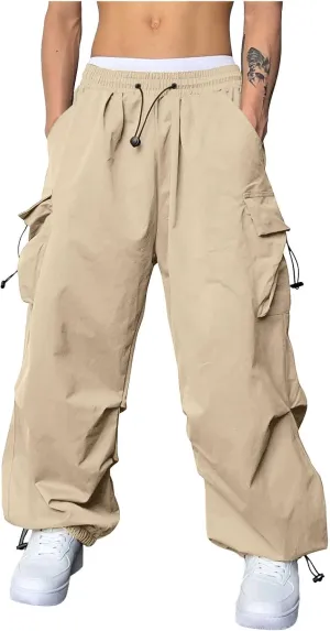 Mens Cargo Pants Casual Baggy Joggers Athletic Parachute Pant Loose Fit Sweatpants with Pockets Y2K Streetwear