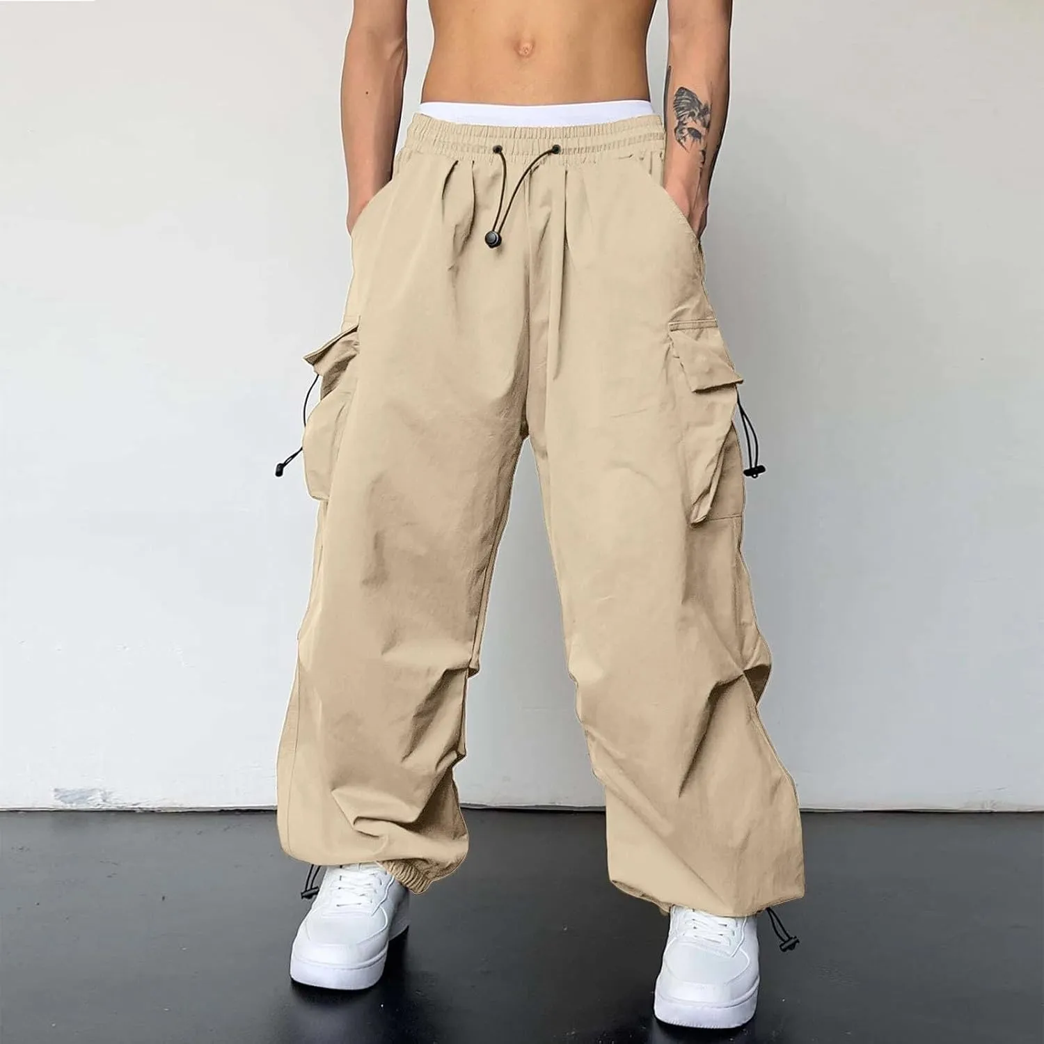 Mens Cargo Pants Casual Baggy Joggers Athletic Parachute Pant Loose Fit Sweatpants with Pockets Y2K Streetwear